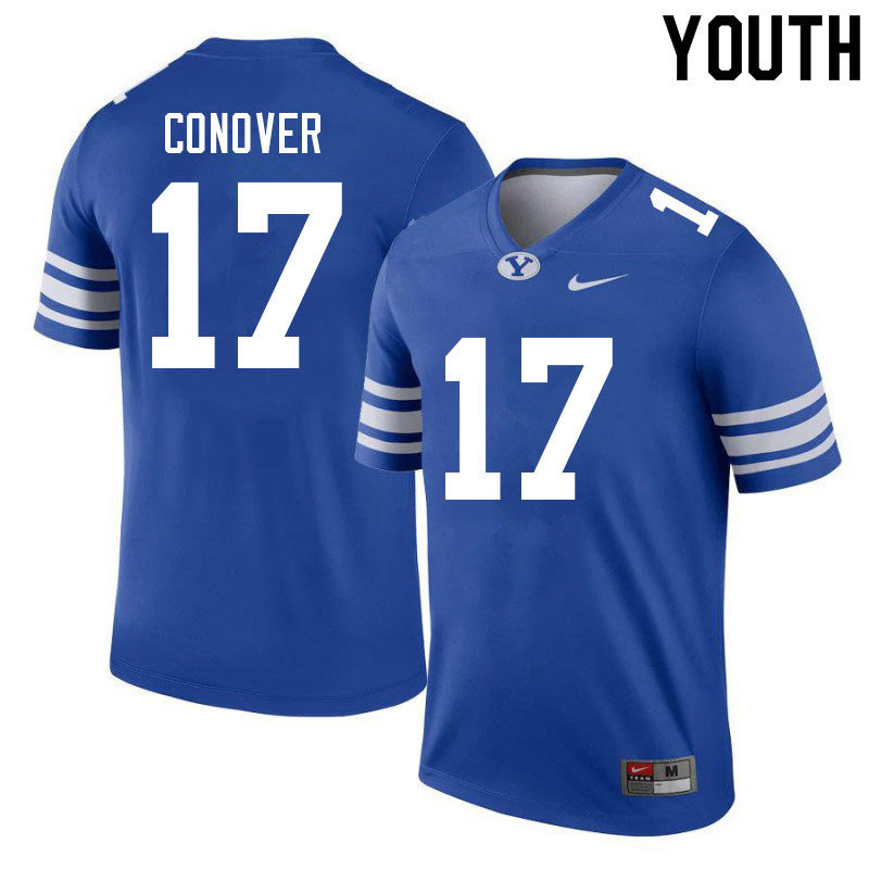 Youth #17 Jacob Conover BYU Cougars College Football Jerseys Sale-Royal